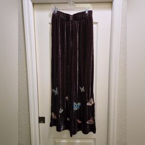 JOHNNY WAS NWT Luciana Seamed Wide Leg Velvet Pants In Coffee Bean